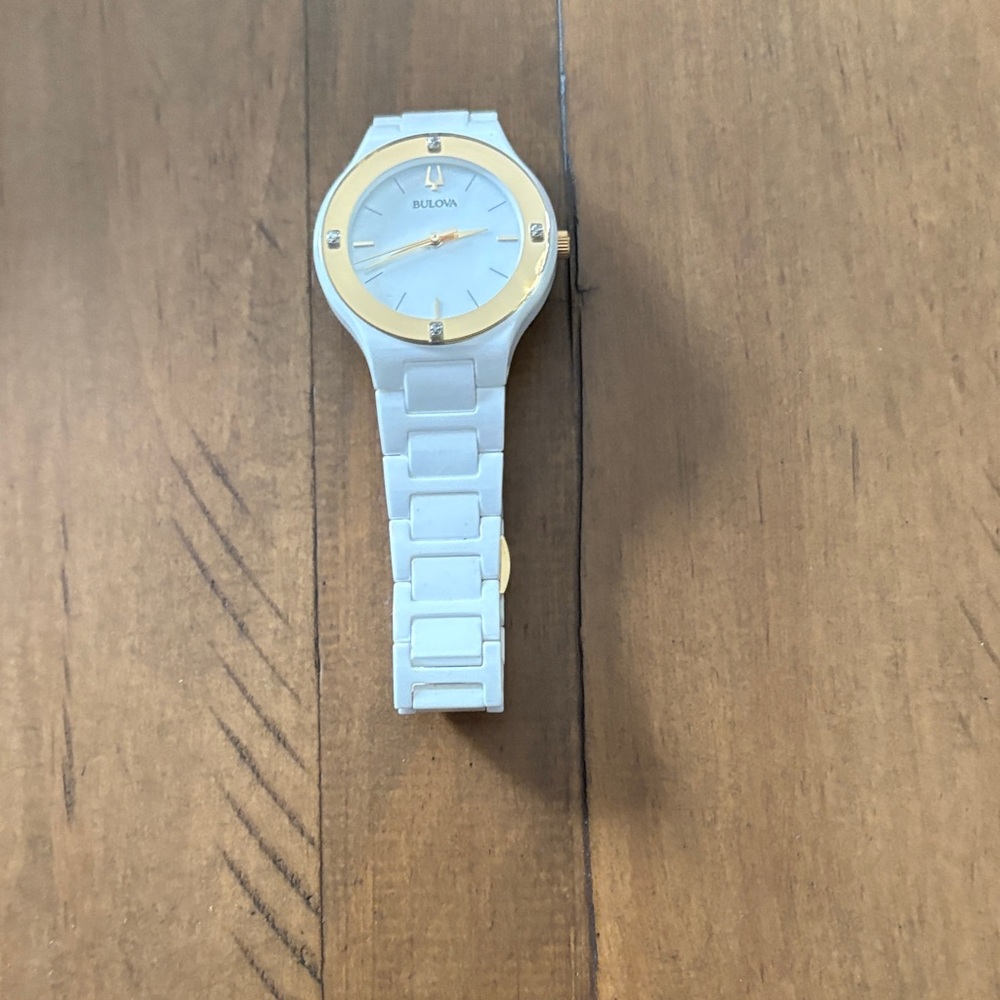 Bulova White and Gold Women's Watch